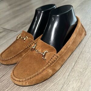Boemos Womens Italian Loafers Tan Suede Flats Driving Moccasins Slip On Sz 40
